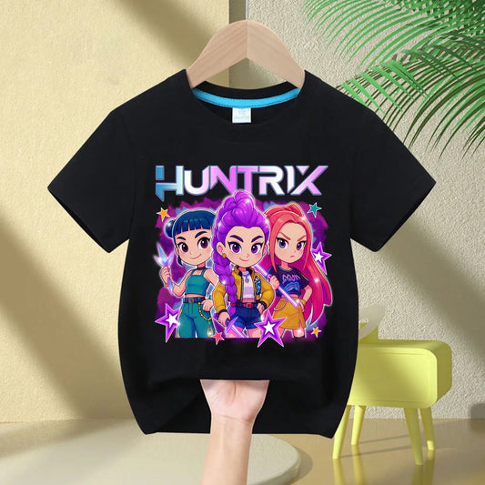 Children's Cotton T-shirt KPop Demon Hunter Printed Fashion Casual Top 2025  Round Neck Cartoon GirlT-shirt Casual Girl Clothing