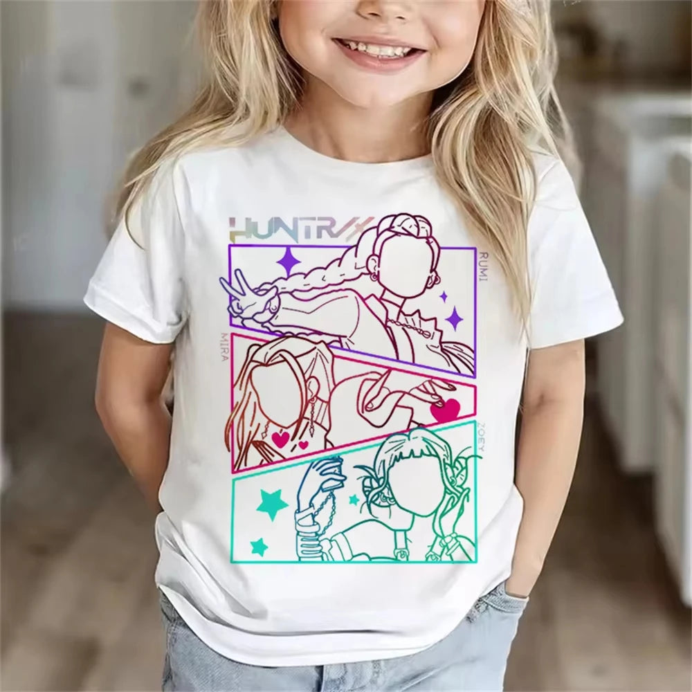 Children Clothes Girl Boy KPop Demon Hunters Soft Summer Tops 2025 Hot Movie Print Men Women T Shirts Print Kids T-shirt