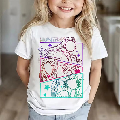 Children Clothes Girl Boy KPop Demon Hunters Soft Summer Tops 2025 Hot Movie Print Men Women T Shirts Print Kids T-shirt