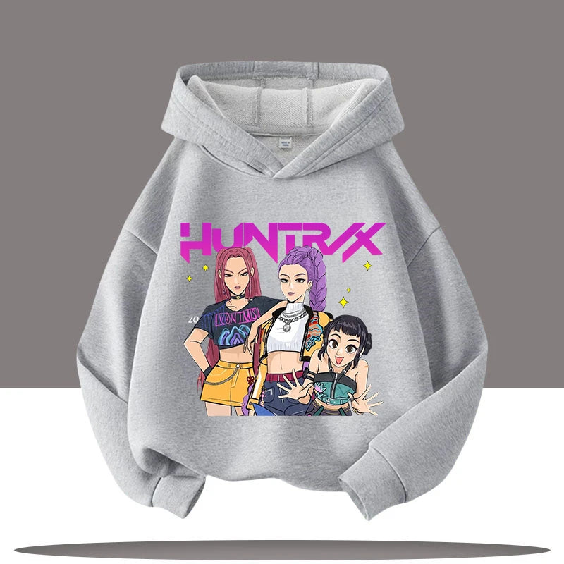 K-pop Demon Hunters Hoodies Boys Girls Long Sleeve Outerwear Saja Boys Print Hooded Coat for Children Fashion Pullover Kids Tops