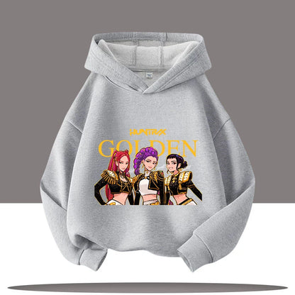 K-pop Demon Hunters Hoodies Boys Girls Long Sleeve Outerwear Saja Boys Print Hooded Coat for Children Fashion Pullover Kids Tops