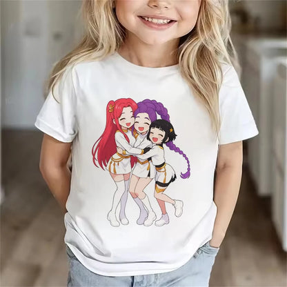 Children Clothes Girl Boy KPop Demon Hunters Soft Summer Tops 2025 Hot Movie Print Men Women T Shirts Print Kids T-shirt