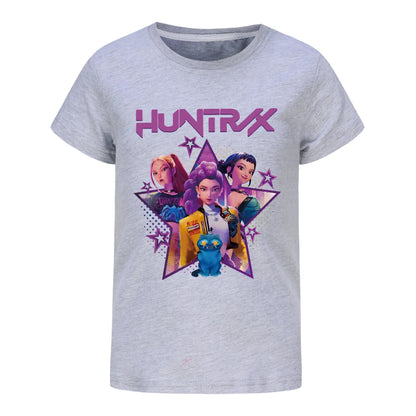 Children T-shirt for Boys Girls Fashion Anime Movie Tees Kids KPop Demon Hunters Huntrix Funny Short Sleeve T Shirt Gifts