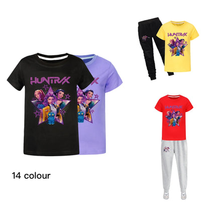 Children T-shirt for Boys Girls Fashion Anime Movie Tees Kids KPop Demon Hunters Huntrix Funny Short Sleeve T Shirt Gifts