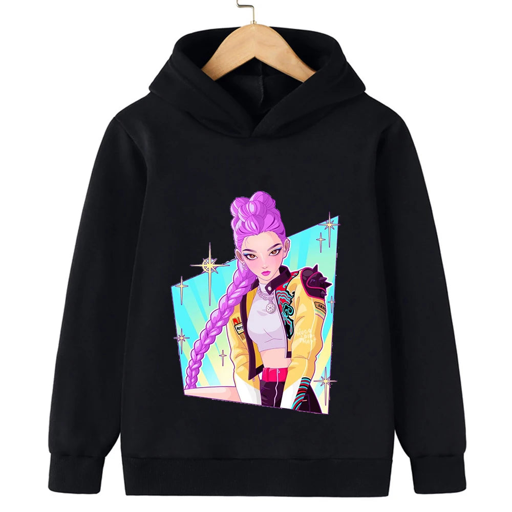 Children's  sweatshirt Korean Wave Demon Hunter Print Fashion Casual 2025 Movie Round Neck  Girl Casual Clothing