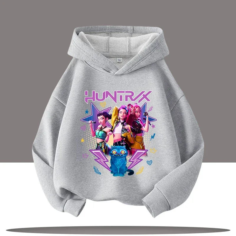 K-pop Demon Hunters Hoodies Boys Girls Long Sleeve Outerwear Saja Boys Print Hooded Coat for Children Fashion Pullover Kids Tops