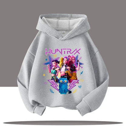 K-pop Demon Hunters Hoodies Boys Girls Long Sleeve Outerwear Saja Boys Print Hooded Coat for Children Fashion Pullover Kids Tops