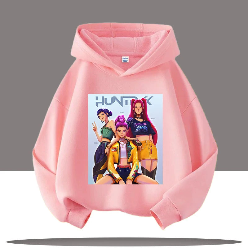 K-pop Demon Hunters Hoodies Boys Girls Long Sleeve Outerwear Saja Boys Print Hooded Coat for Children Fashion Pullover Kids Tops