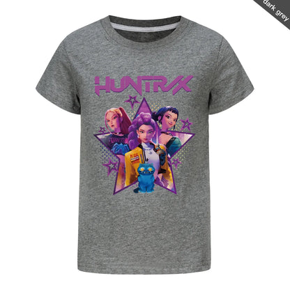 Children T-shirt for Boys Girls Fashion Anime Movie Tees Kids KPop Demon Hunters Huntrix Funny Short Sleeve T Shirt Gifts