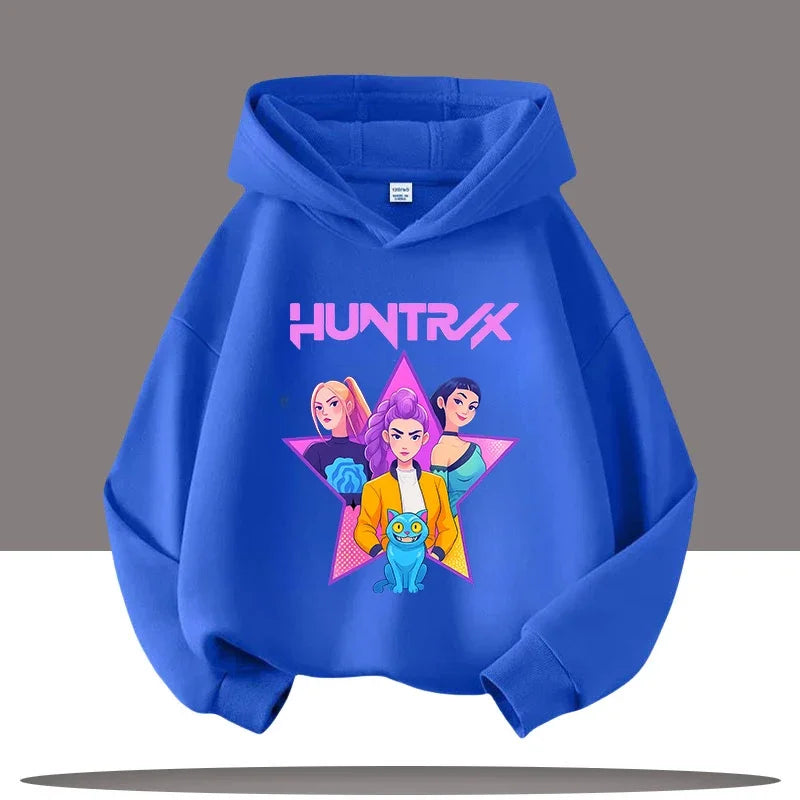K-pop Demon Hunters Hoodies Boys Girls Long Sleeve Outerwear Saja Boys Print Hooded Coat for Children Fashion Pullover Kids Tops