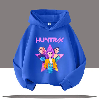 K-pop Demon Hunters Hoodies Boys Girls Long Sleeve Outerwear Saja Boys Print Hooded Coat for Children Fashion Pullover Kids Tops
