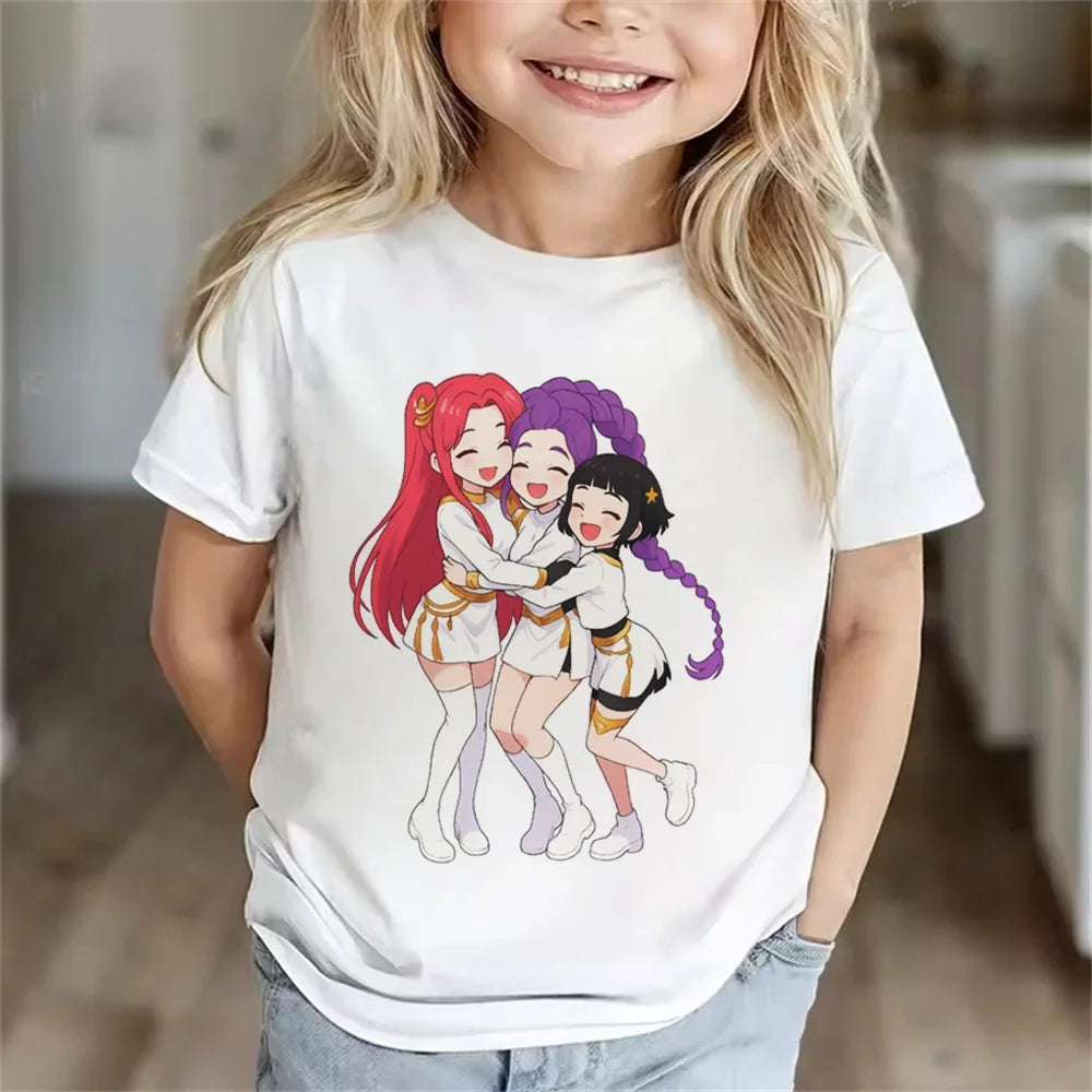 Children Clothes Girl Boy KPop Demon Hunters Soft Summer Tops 2025 Hot Movie Print T Shirts Print Kids T-shirt