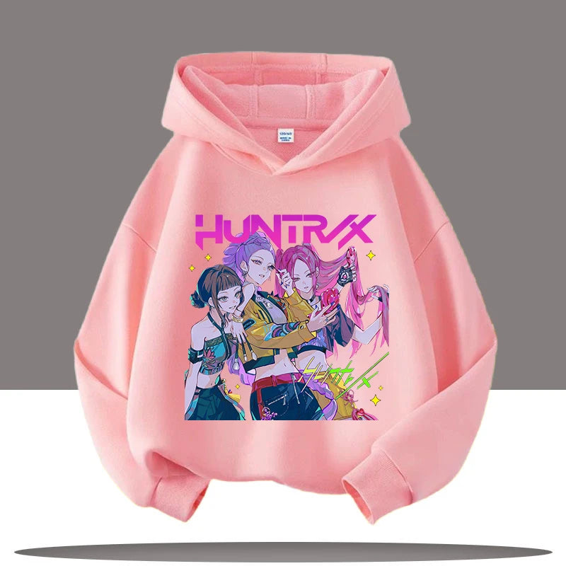K-pop Demon Hunters Hoodies Boys Girls Long Sleeve Outerwear Saja Boys Print Hooded Coat for Children Fashion Pullover Kids Tops