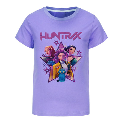 Children T-shirt for Boys Girls Fashion Anime Movie Tees Kids KPop Demon Hunters Huntrix Funny Short Sleeve T Shirt Gifts