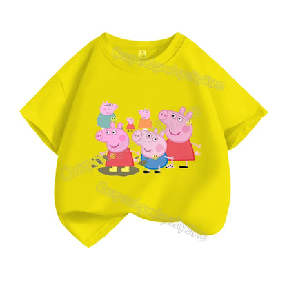 Kids T-shirt Clothes Peppa Pigs Girl Boy Short Sleeve Summer Tee Clothes Tops Cartoon Printing Children Shirt Birthday Gift