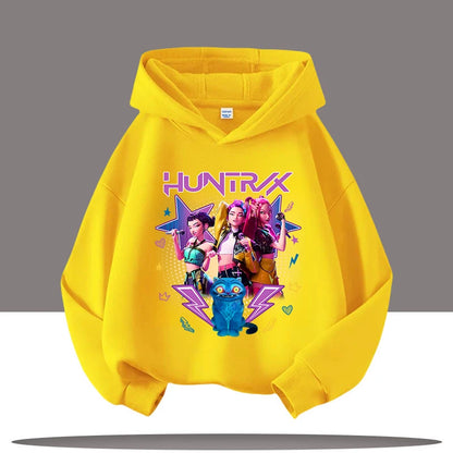 K-pop Demon Hunters Hoodies Boys Girls Long Sleeve Outerwear Saja Boys Print Hooded Coat for Children Fashion Pullover Kids Tops