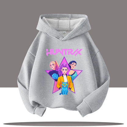 K-pop Demon Hunters Hoodies Boys Girls Long Sleeve Outerwear Saja Boys Print Hooded Coat for Children Fashion Pullover Kids Tops