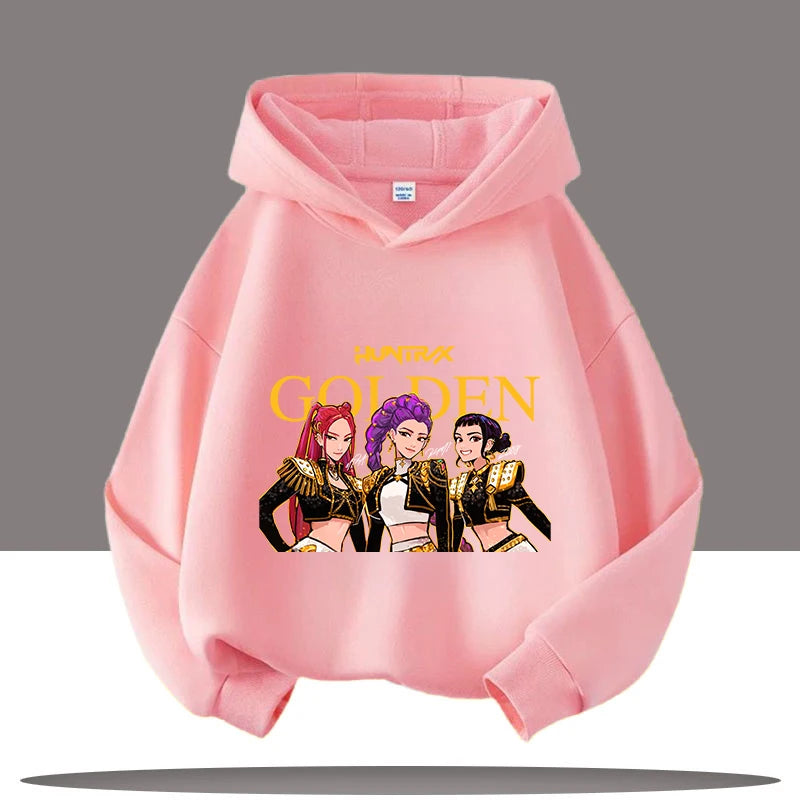 K-pop Demon Hunters Hoodies Boys Girls Long Sleeve Outerwear Saja Boys Print Hooded Coat for Children Fashion Pullover Kids Tops
