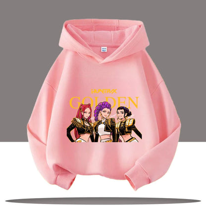 K-pop Demon Hunters Hoodies Boys Girls Long Sleeve Outerwear Saja Boys Print Hooded Coat for Children Fashion Pullover Kids Tops