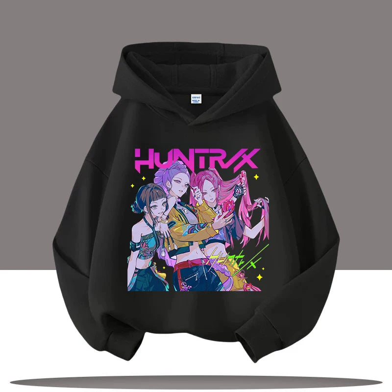 K-pop Demon Hunters Hoodies Boys Girls Long Sleeve Outerwear Saja Boys Print Hooded Coat for Children Fashion Pullover Kids Tops