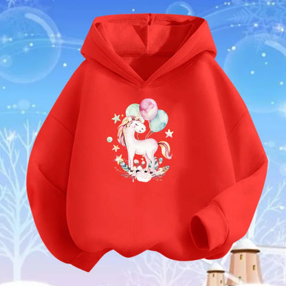 Kids Cartoon Hoodies Beauty Flower Unicorn Hoodey Sweatshirt Girls Fashion Harajuku Thin Basic Coat