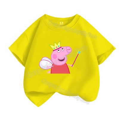 Kids T-shirt Clothes Peppa Pigs Girl Boy Short Sleeve Summer Tee Clothes Tops Cartoon Printing Children Shirt Birthday Gift