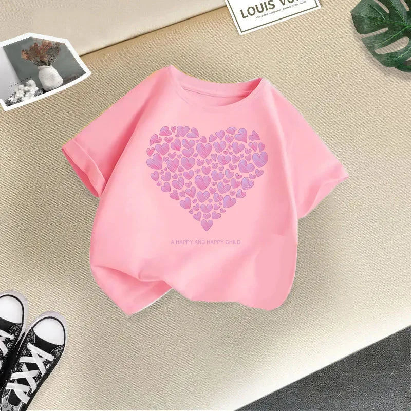 Children's T-shirt Boys and Girls Casual Fashion Short-sleeved Baby Half-sleeved Round Neck Top Base Shirt Kids Clothes
