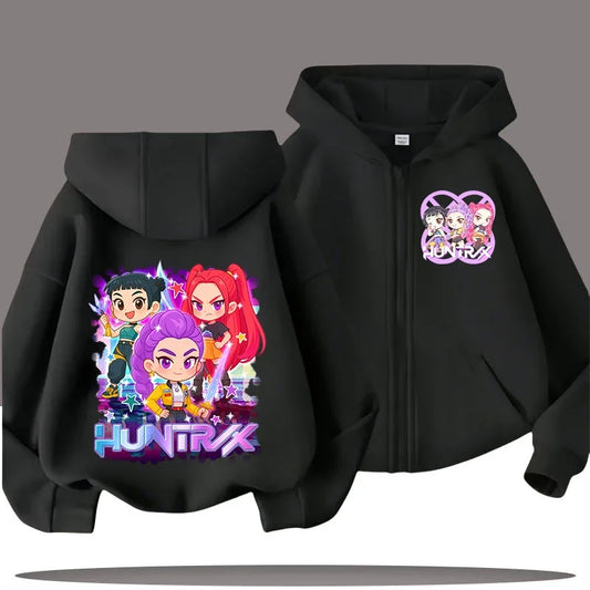 Kids Zip Up Sweatshirt Kpop Demon Hunters Hoodie Children Clothes Kid Girl Boy Sweatshirt Zipper Hoody Baby Casual Top