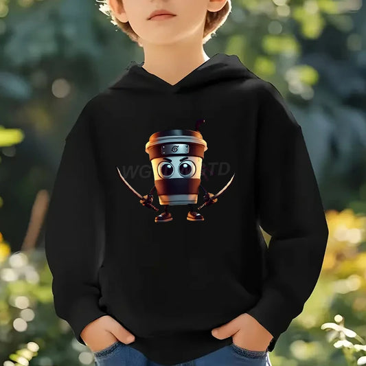 Kids Brainrot Meme Hooded Shirt Cappuccino Assassino Printed Trendy Shirt Funny Brain rot Baby Hoodies