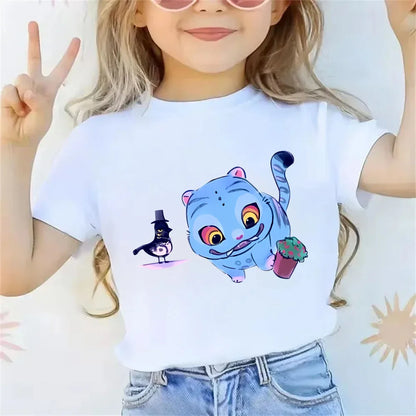 2025 new children's cotton Korean Wave demon hunter printed fashion casual round-neck top movie cartoon girl boy T-shirt