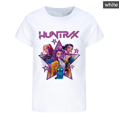 Children T-shirt for Boys Girls Fashion Anime Movie Tees Kids KPop Demon Hunters Huntrix Funny Short Sleeve T Shirt Gifts