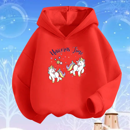 Kids Cartoon Hoodies Beauty Flower Unicorn Hoodey Sweatshirt Girls Fashion Harajuku Thin Basic Coat
