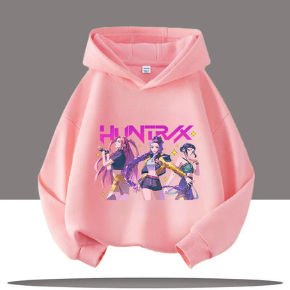 K-pop Demon Hunters Hoodies Boys Girls Long Sleeve Outerwear Saja Boys Print Hooded Coat for Children Fashion Pullover Kids Tops