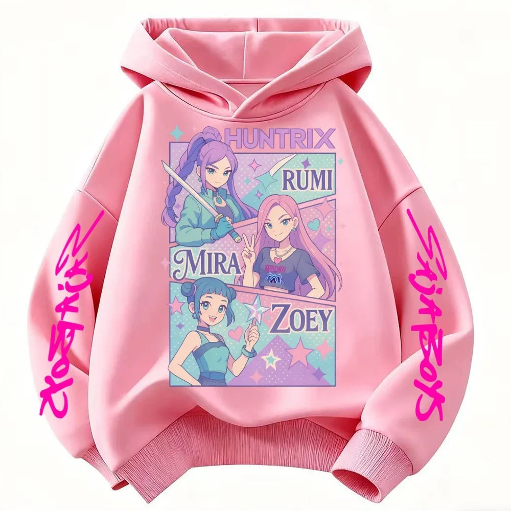 Kids' KPop Demon Hunters Hoodie 3-14Y Boys' Same Style As Hot Sale Anime Hoodie Soft Fleece 3D Print Autumn