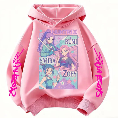 Kids' KPop Demon Hunters Hoodie 3-14Y Boys' Same Style As Hot Sale Anime Hoodie Soft Fleece 3D Print Autumn