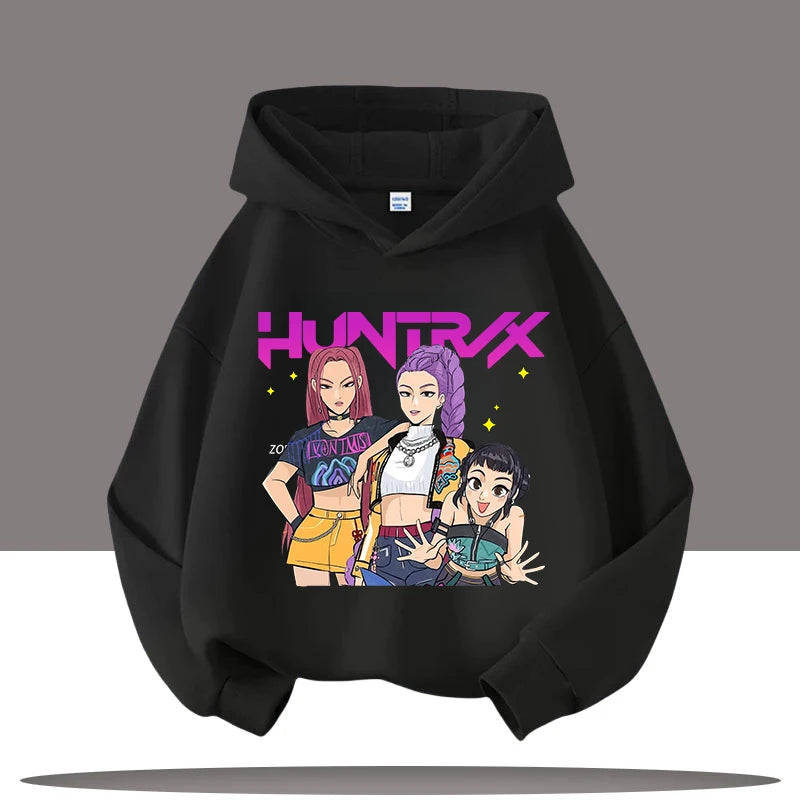 K-pop Demon Hunters Hoodies Boys Girls Long Sleeve Outerwear Saja Boys Print Hooded Coat for Children Fashion Pullover Kids Tops