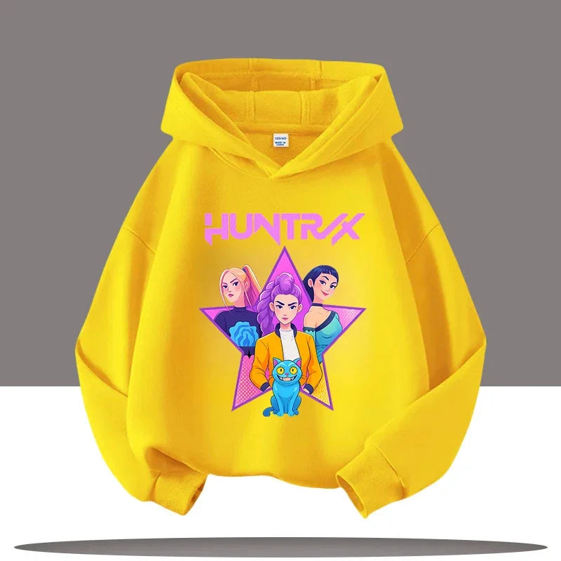 K-pop Demon Hunters Hoodies Boys Girls Long Sleeve Outerwear Saja Boys Print Hooded Coat for Children Fashion Pullover Kids Tops