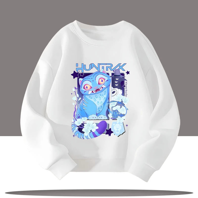 K-pop Demon Hunters New Children's Round-neck Sports Shirt with Cartoon Print - 3-12 Years Old Cute Girl Casual Top