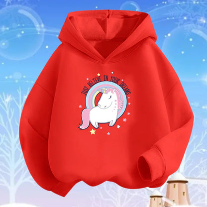 Kids Cartoon Hoodies Beauty Flower Unicorn Hoodey Sweatshirt Girls Fashion Harajuku Thin Basic Coat