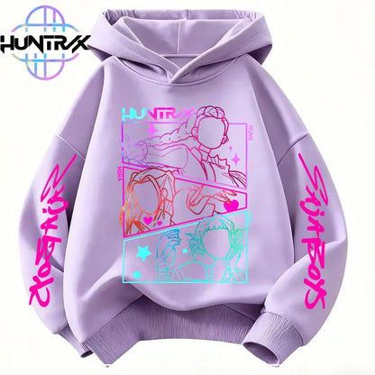 Kids' KPop Demon Hunters Hoodie 3-14Y Boys' Same Style As Hot Sale Anime Hoodie Soft Fleece 3D Print Autumn