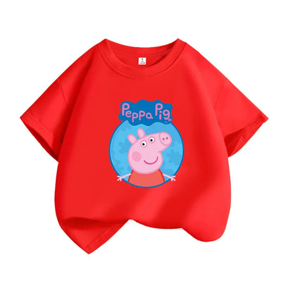 Kids T-shirt Clothes Peppa Pigs Girl Boy Short Sleeve Summer Tee Clothes Tops Cartoon Printing Children Shirt Birthday Gift