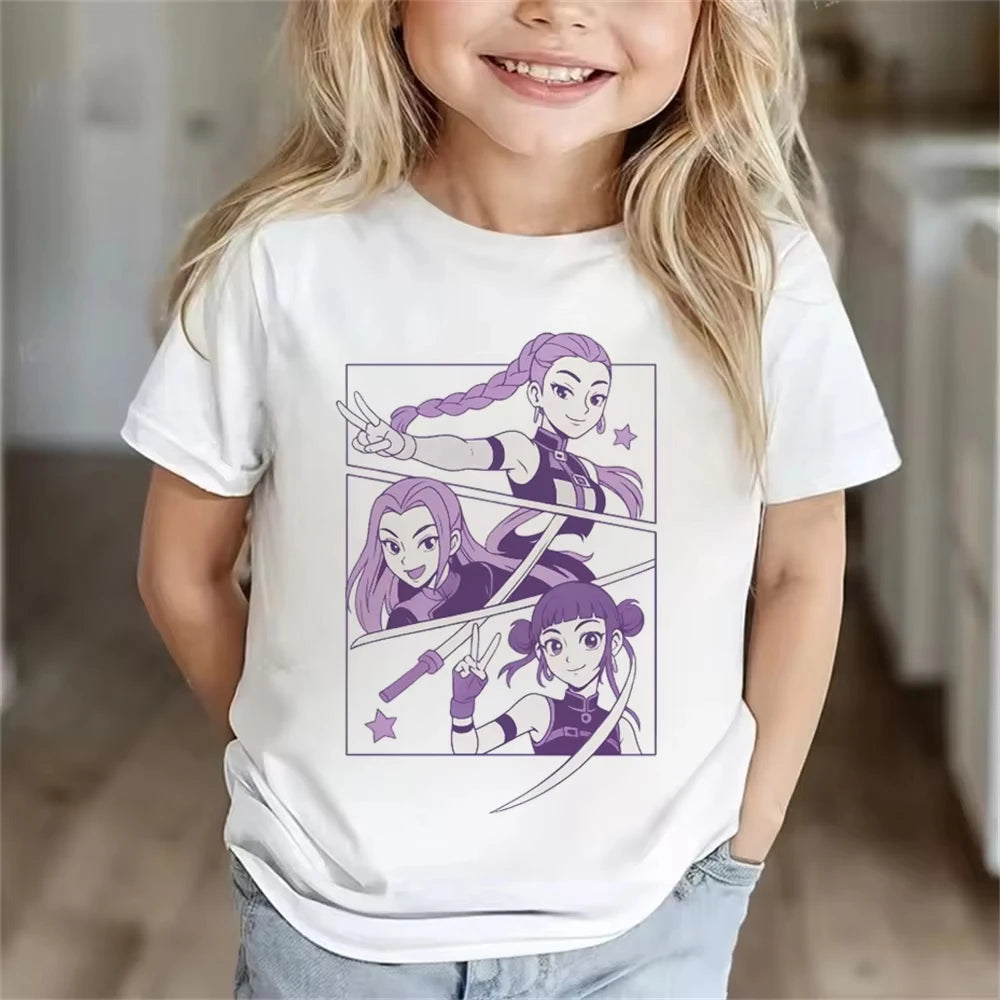 Children Clothes Girl Boy KPop Demon Hunters Soft Summer Tops 2025 Hot Movie Print Men Women T Shirts Print Kids T-shirt