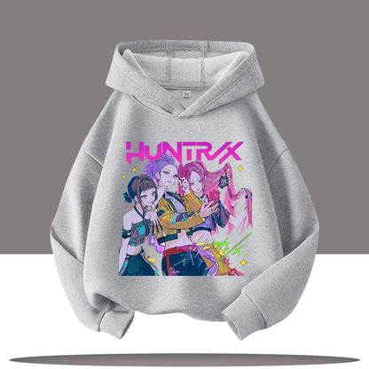 K-pop Demon Hunters Hoodies Boys Girls Long Sleeve Outerwear Saja Boys Print Hooded Coat for Children Fashion Pullover Kids Tops