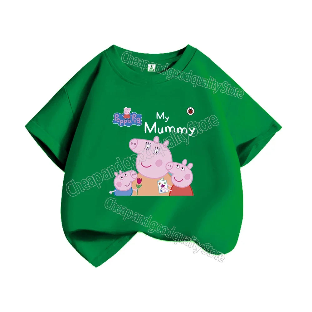 Kids T-shirt Clothes Peppa Pigs Girl Boy Short Sleeve Summer Tee Clothes Tops Cartoon Printing Children Shirt Birthday Gift