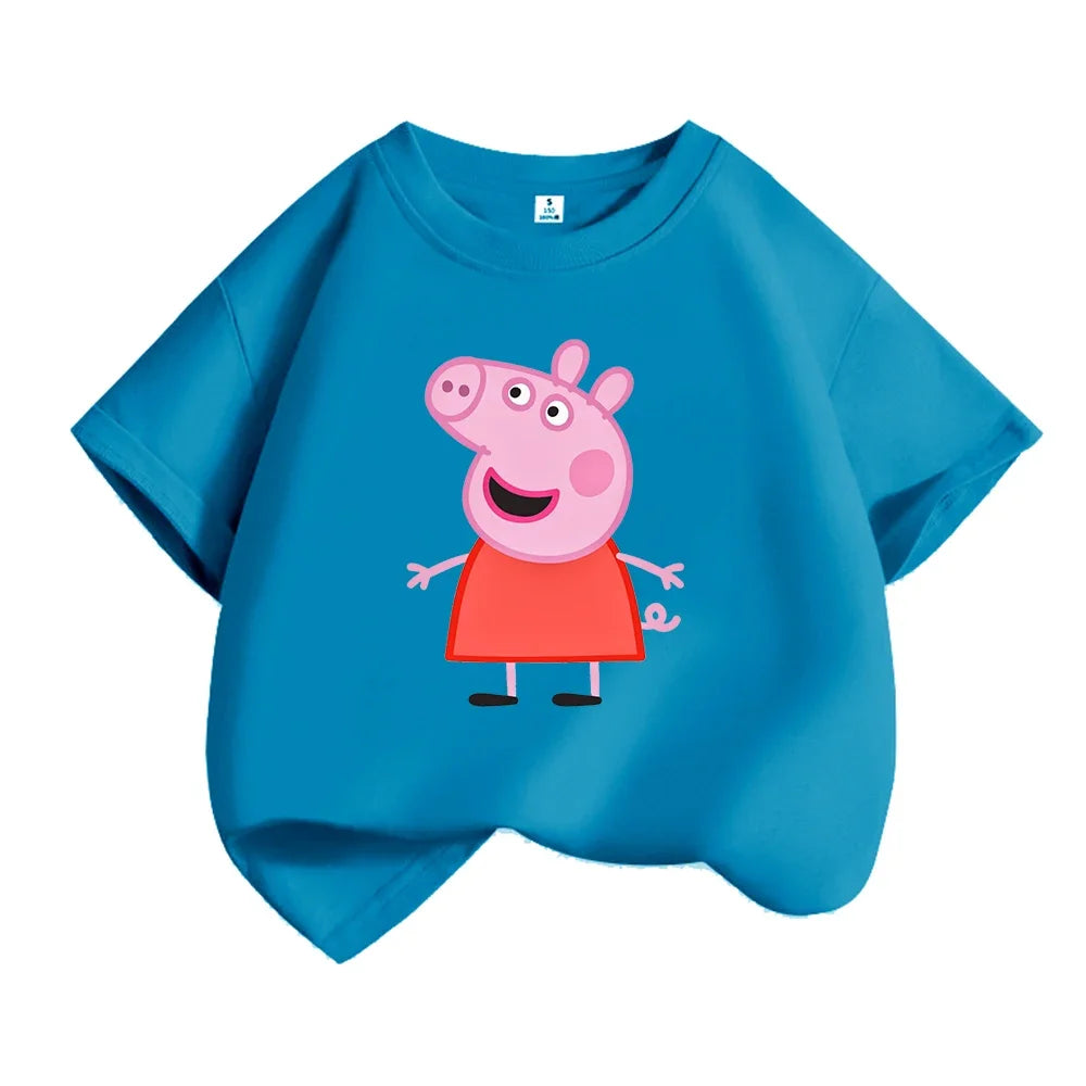 Kids T-shirt Clothes Peppa Pigs Girl Boy Short Sleeve Summer Tee Clothes Tops Cartoon Printing Children Shirt Birthday Gift