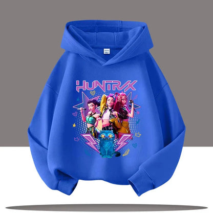 K-pop Demon Hunters Hoodies Boys Girls Long Sleeve Outerwear Saja Boys Print Hooded Coat for Children Fashion Pullover Kids Tops