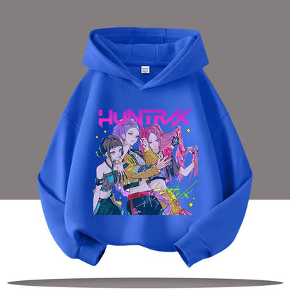 K-pop Demon Hunters Hoodies Boys Girls Long Sleeve Outerwear Saja Boys Print Hooded Coat for Children Fashion Pullover Kids Tops