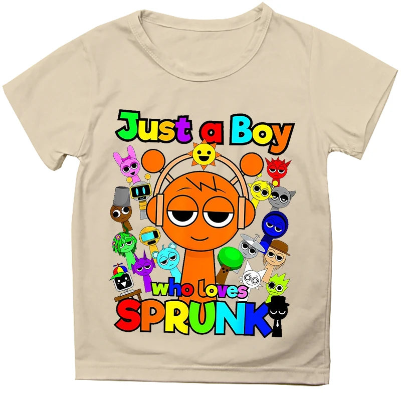 Kids T Shirts Game Sprunki Incredibox Cartoon Print Boys T shirt Summer Casual Short Sleeve Baby Girls Clothes Children Tee Tops