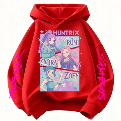 Kids' KPop Demon Hunters Hoodie 3-14Y Boys' Same Style As Hot Sale Anime Hoodie Soft Fleece 3D Print Autumn