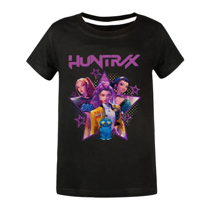 Children T-shirt for Boys Girls Fashion Anime Movie Tees Kids KPop Demon Hunters Huntrix Funny Short Sleeve T Shirt Gifts